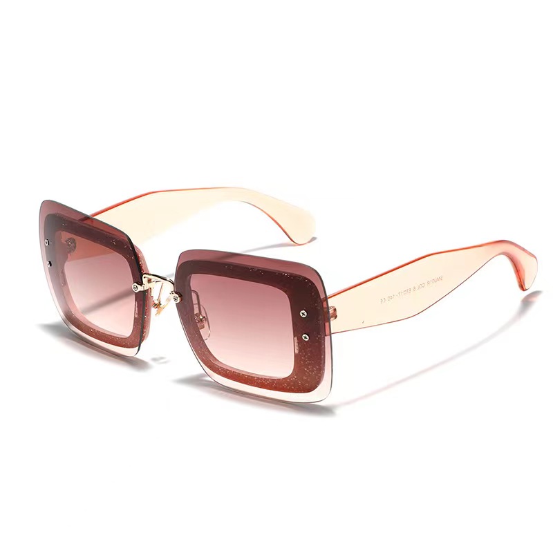 明星款铆钉炫彩太阳镜女大无边框网红方形渐变色墨镜眼镜sunglass