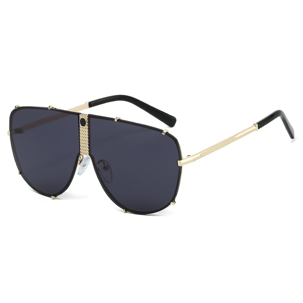跨境SunGlass欧美大框太阳镜ins明星墨镜女个性时尚金属蛤蟆眼镜