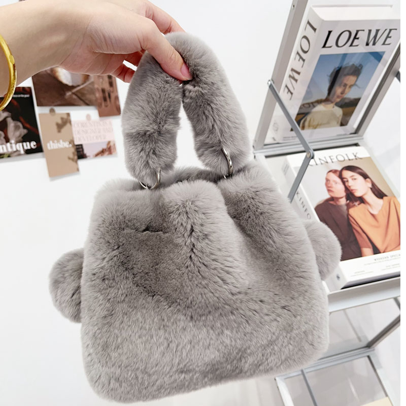 超火秋冬毛毛手拎水桶包