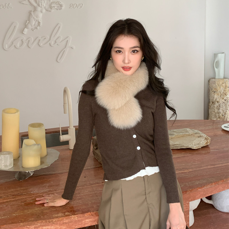 狐狸毛獭兔毛双面围巾韩版皮草围脖保暖女冬百搭真毛大毛领网红款