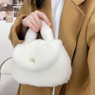 七号衣柜整皮水貂毛小包包皮草包包手拎手提斜挎小包轻奢贵气女包