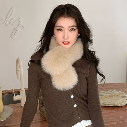 双面皮草狐狸毛围巾冬季大毛领