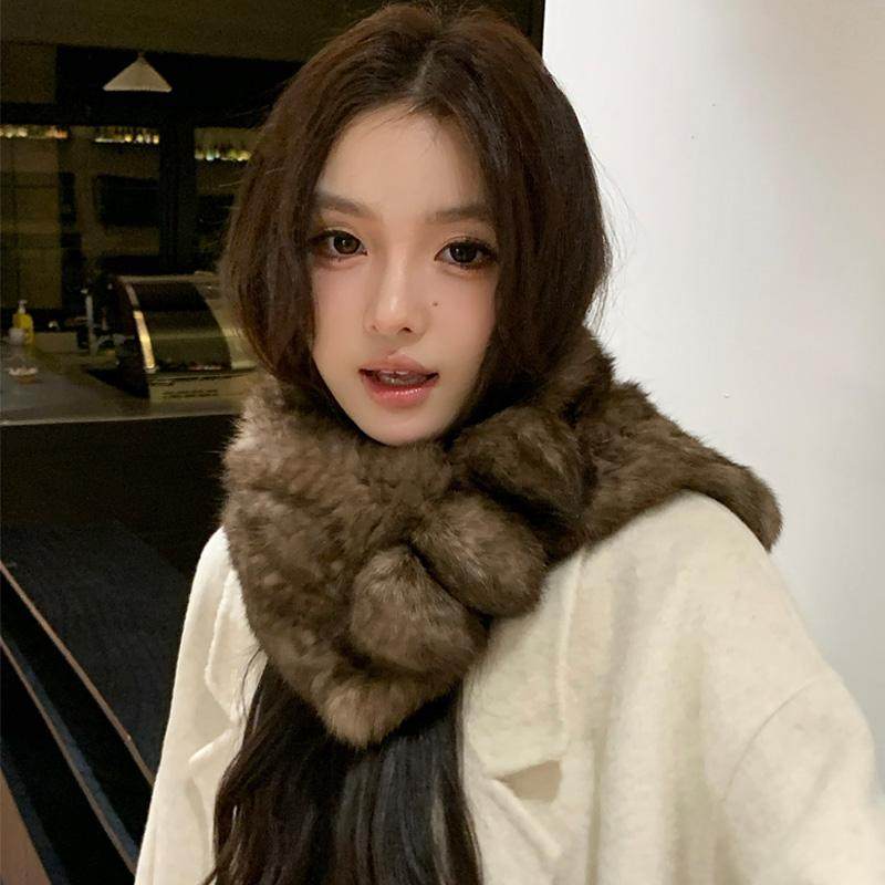 秋冬新款兔毛围脖加厚保暖