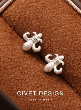 925纯银鸢尾花耳钉女气质高级感耳环复古小众设计清冷感简约百搭