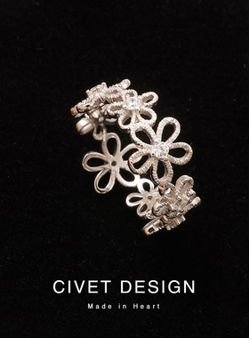 蕾丝花环纯银戒指女花朵甜美素款高级感时尚轻奢小众气质精致精致