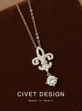 925纯银鸢尾花纯银项链女轻奢小众设计感锁骨链高级感送女友礼物