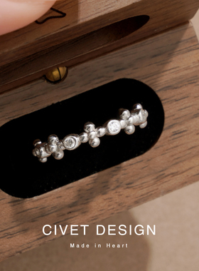 泡泡十字架戒指女四叶草s925银清冷高级简约百搭气质指环小众设计