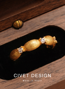 手工中古拉丝米珠纯银戒指女轻奢百搭特别气质高级感指戒简约时尚