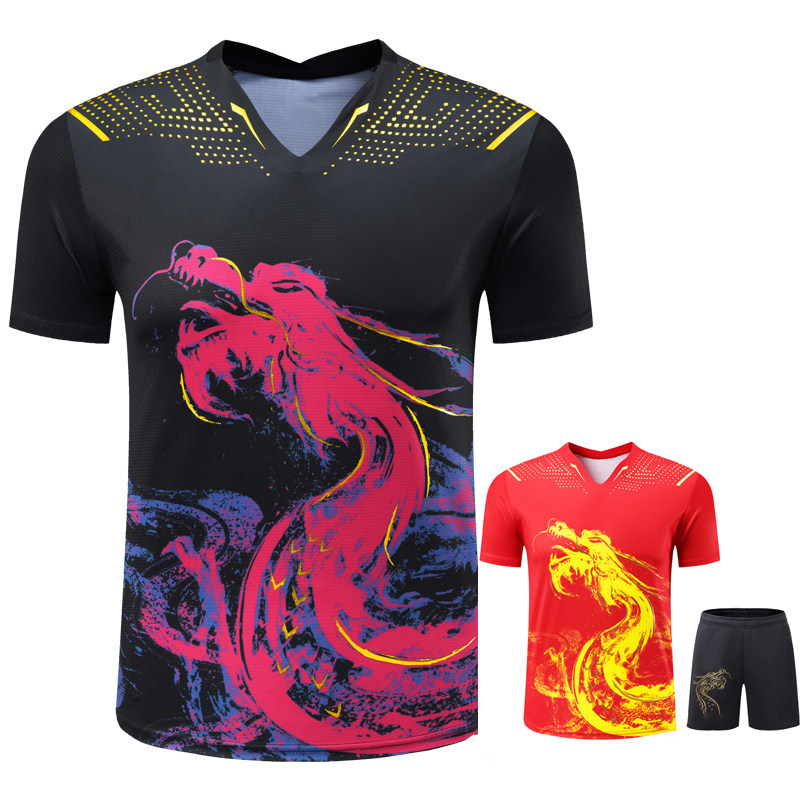 龙服速干乒乓球服套装男女运动短袖羽毛球服训练跑步球衣可印字