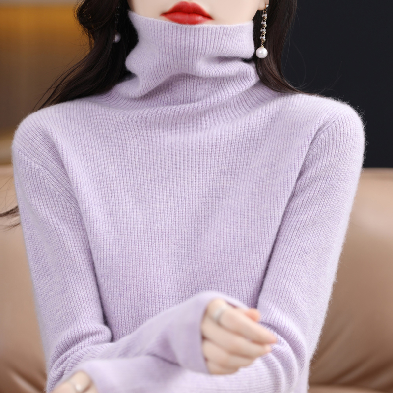 一线成衣100羊毛半高领毛衣女