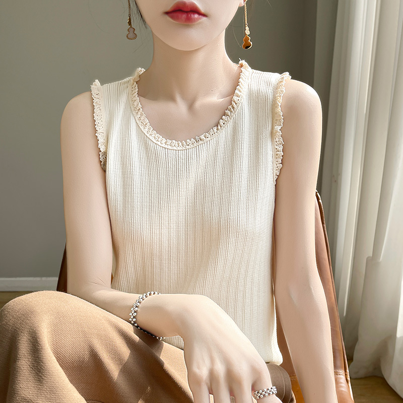 清仓捡漏~内搭小背心无袖t恤冰丝针织吊带蕾丝花边打底衫外穿显瘦