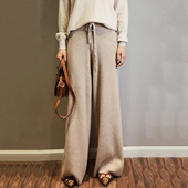 拖地裤 垂感加长款 长裤 直筒款 秋冬新款 针织阔腿裤 女高腰羊绒裤 韩版