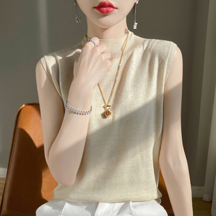 羊毛针织无袖 半高领薄款 清仓新羊绒针织背心内搭女春夏新款 断码