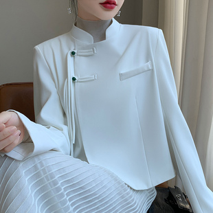 国风真丝醋酸缎面小个子西装 西服新中式 外套 上衣短款 2024早春新款