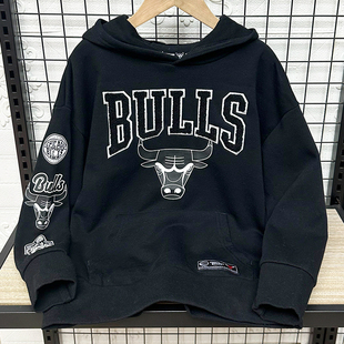 瑕疵款外贸原单童装儿童秋季毛圈连帽衫男童黑色卫衣中大童球队服