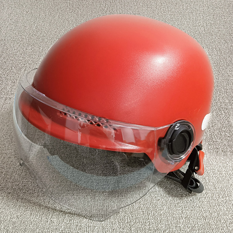 国标3C大红色电动车头盔男女电瓶车儿童防晒镜片夏四季通用安全帽