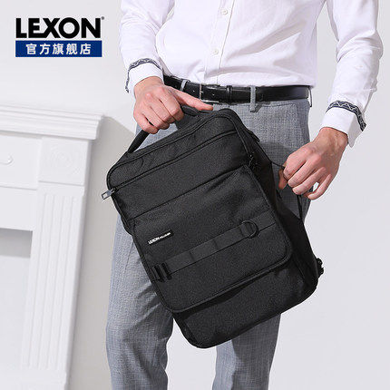 LEXON双肩包14英寸电脑包双层男士商务通勤包多功能背包2021新款