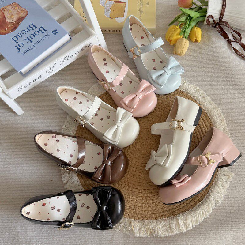 月兔宝宝小圆宝镰仓高校古典复古圆头lo鞋c系玛丽珍鞋抱抱熊单鞋1