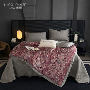 林夕·佩妮斯 80支印花天丝棉床盖五件套 欧式双色绗缝床盖三件套