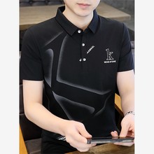 欧版2025新款夏季翻领男士短袖纯棉t恤休闲潮牌POLO衫男装带领子