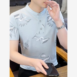 夏季 上 纯棉立领短袖 夏装 欧版 体恤大码 保罗polo衫 t恤男士 翻领半袖