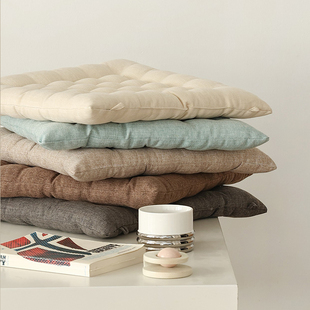 中式素色棉麻坐垫日式侘寂风民宿榻榻米垫飘窗打坐瑜伽家用餐椅垫