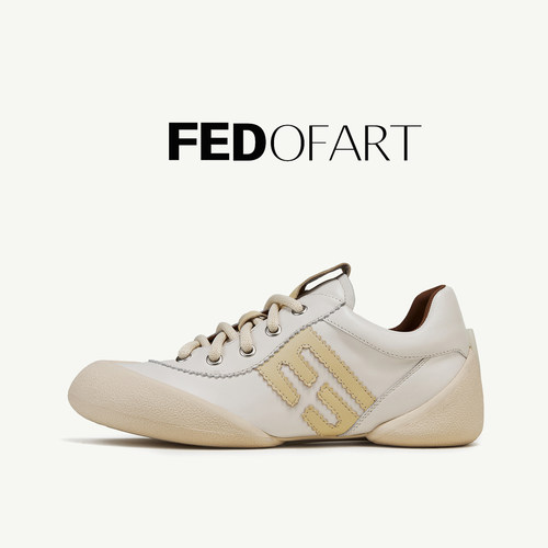fed【羊皮】秋季百搭真皮橡胶平底运动休闲鞋女时尚德训鞋板鞋女