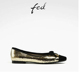 春季 D0302 新款 裂纹平底鞋 FED金色浅口单鞋 女款 女鞋 真皮瓢鞋 ZF018
