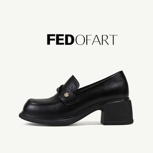 乐福鞋 fed2025秋季 女通勤女皮鞋 松糕厚底粗跟休闲单鞋 女 女鞋