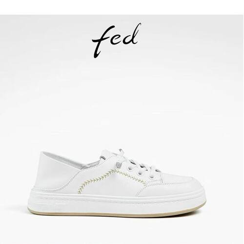 FED时尚休闲鞋夏季新款女鞋一脚蹬板鞋真皮运动鞋女款D0718-ZC127