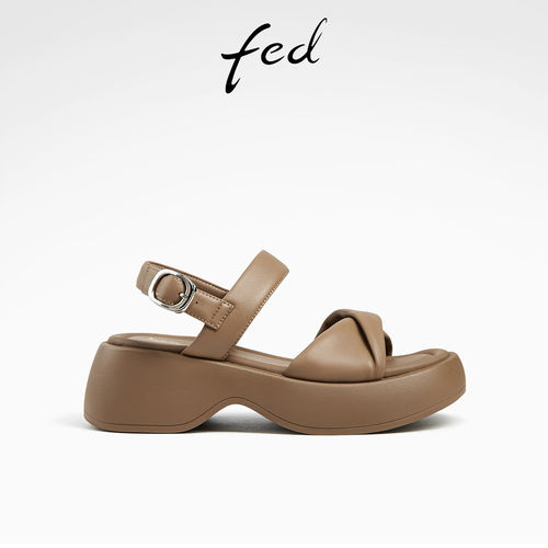 fed沙滩罗马凉鞋女夏季新款女鞋松糕厚底真皮凉鞋女款D0507-YA651