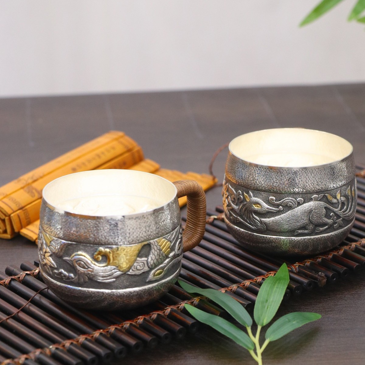 正品主人办公银杯纯银茶杯子9999手工银水杯大容量中式家用喝茶杯