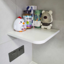 墙角免打孔置物架转角壁挂上拐角木质三角防水直角收纳扇形隔板