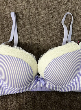 衣恋旗下body pops浅紫色S44条纹舒适女士有钢圈文胸 BCBR663HH1