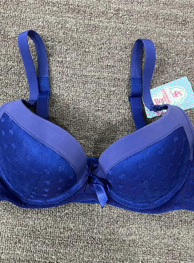 衣恋旗下body pops 蓝色透气网纱心形舒适肩带淑女文胸BCBR638A21