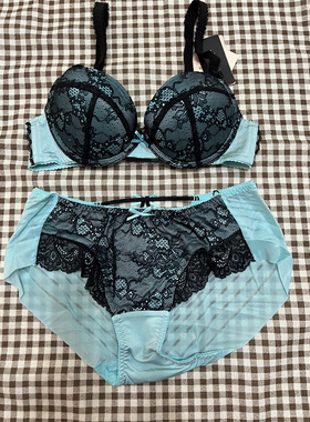 衣恋EBLIN浅蓝S36小清新聚拢精致有设计感女士文胸套装ECBR663T81