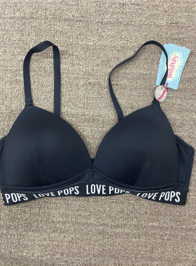 衣恋旗下body pops 黑色AA8光面无钢圈运动文胸BCBR84TAD1