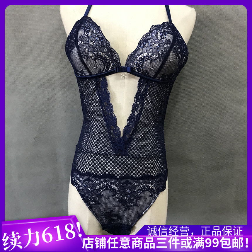 衣恋旗下EBLIN藏青性感连体超薄