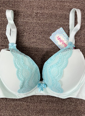 body pops蓝色S2甜美舒适聚拢深V性感牛奶丝拼接文胸BCBR712B21