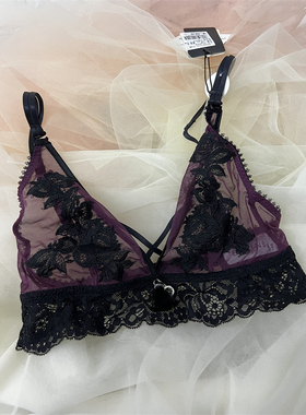 衣恋EBLIN酒红色S60超薄刺绣花朵别致单扣女士文胸ECBR84TS12