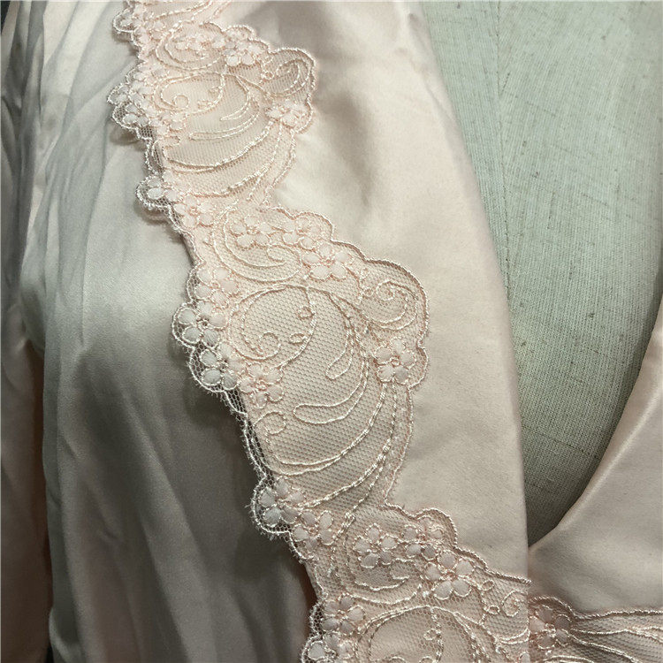 EBLIN PINK CC7 COMFORTABLE EMBROIDERY DELICATE HOME LONG-SLEEVED DRESSING GOWN ECGN423163