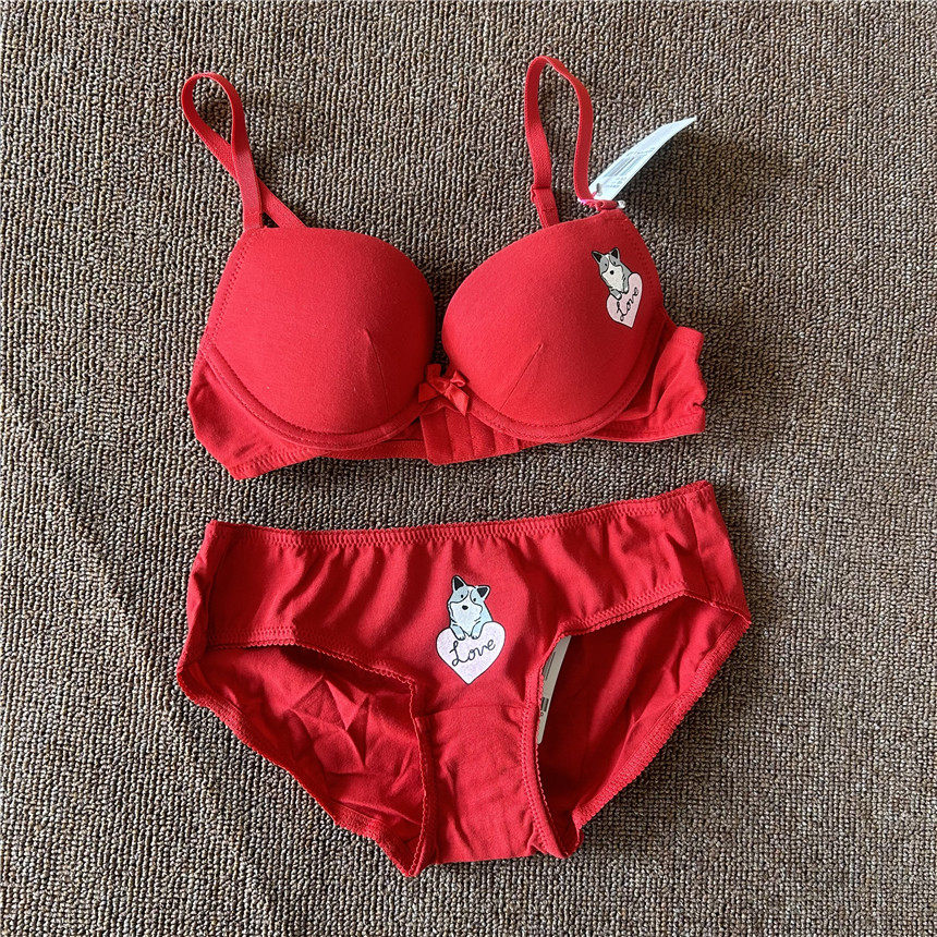 红色青春靓舒适时尚少女文胸套装