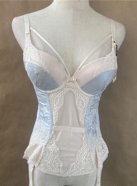 衣恋旗下EBLIN 淡蓝色S59精美蕾丝刺绣女士塑身衣ECBR849012