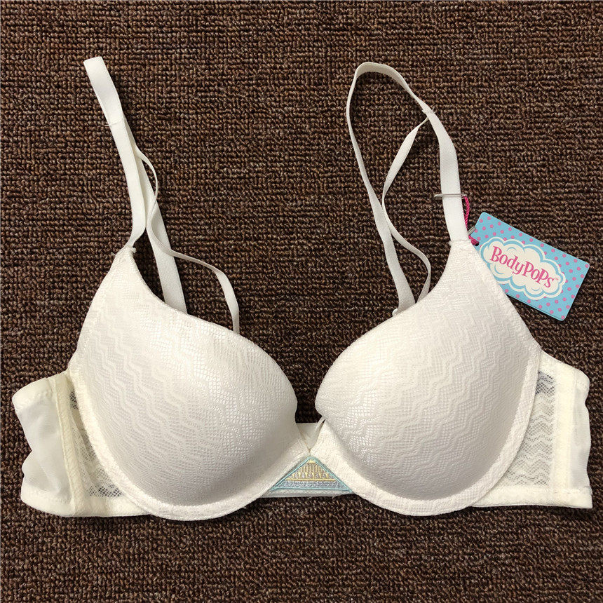 衣恋旗下body pops 简约白色风情刺绣有钢圈聚拢女士内衣br824a61