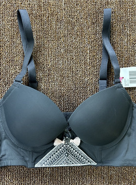 衣恋旗下body pops 深灰色五排扣收侧乳上托聚拢女士文胸BR889HF1