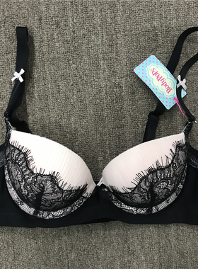 衣恋旗下body pops 黑色T43性感侧收聚拢女士文胸BCBR74TB21