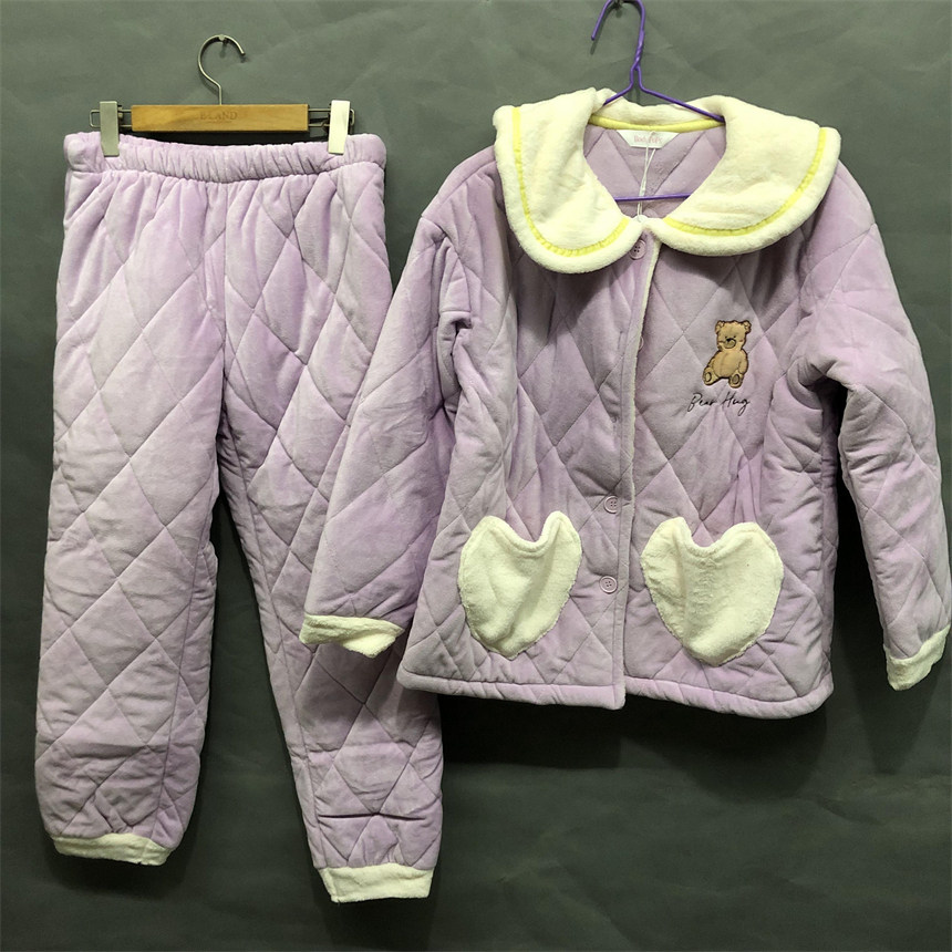 body pops浅紫色J10绒质秋冬加厚可爱女士家居服套装BCPPB4TA31