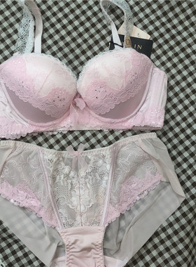 衣恋旗下EBLIN正品T41精致舒适少女风粉红色女士文胸套装BR723011