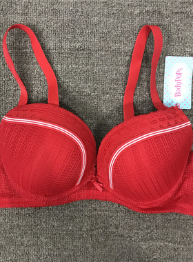 衣恋旗下body pops 红色S15网纱透气学院风甜美文胸BCBR789TA1