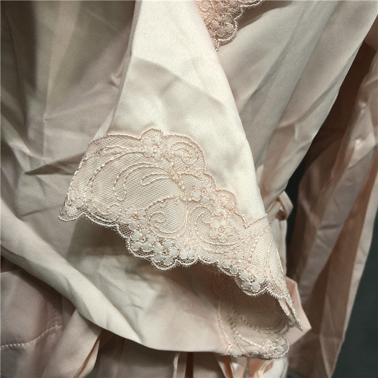 EBLIN PINK CC7 COMFORTABLE EMBROIDERY DELICATE HOME LONG-SLEEVED DRESSING GOWN ECGN423163